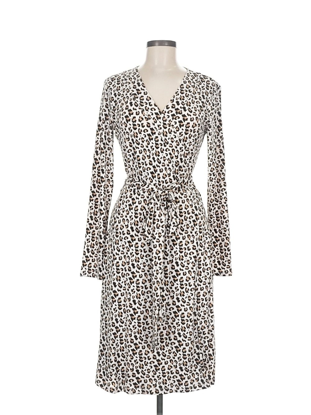 Banana Republic Leopard Print Wrap Dress - White/Tan
